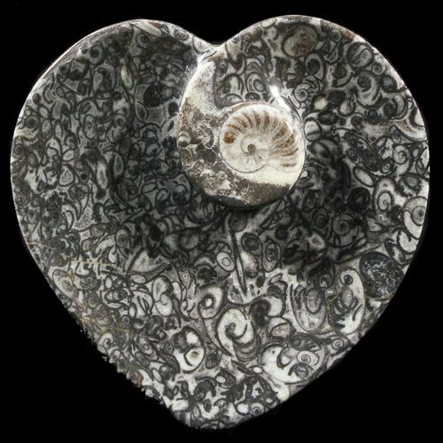 Heart Shaped Fossil Goniatite Dish #39344